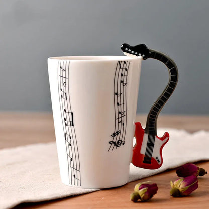 Music Notes with Instrument Handle ceramic mug porcelain cup - Mug World