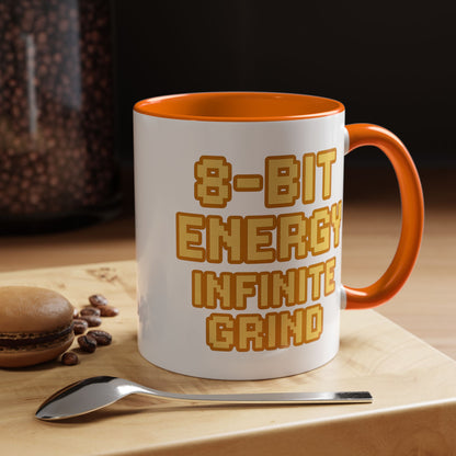 8-Bit Energy Infinite Grind, Cool Gaming Gift, Retro Video Game Cup, Perfect for Gamers, Fun Office Mug
