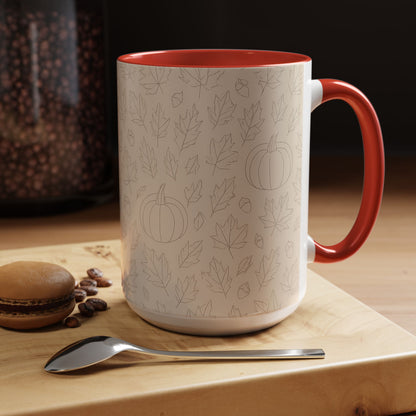 Autumn Leaves Accent Coffee Mug | Fall Decor, Pumpkin Lovers Gift, Cozy Mornings, Seasonal Kitchenware, Ideal for Thanksgiving