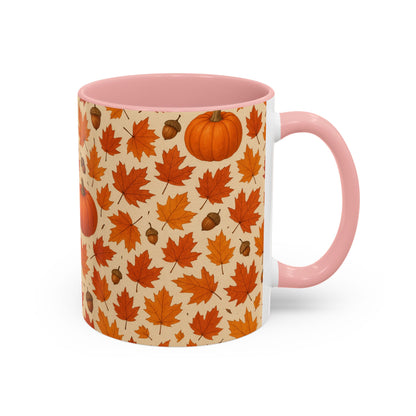 Autumn Leaves Coffee Mug, Pumpkin Mug, Fall Decor, Seasonal Gift, Nature Lover Mug, Cozy Kitchenware