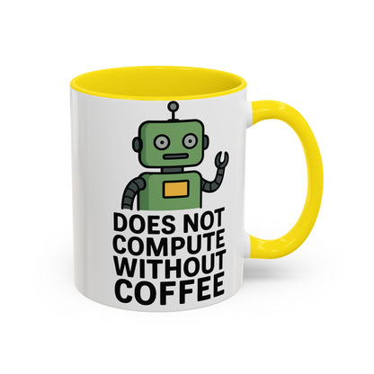 Funny Robot Coffee Mug | Does Not Compute Without Coffee | Gift for Tech Lovers, Office Humor, Geeky Kitchen Decor