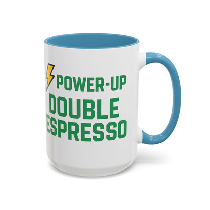 Power-Up Double Espresso Coffee Mug | Energizing Drinkware for Coffee Lovers, Gift for Baristas, Morning Motivation, Kitchen Decor