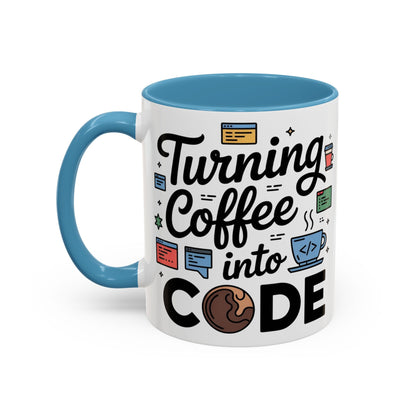 Turning Coffee into Code Mug, Programmer Gift, Coffee Lovers Cup, Tech Humor, Office Decor, Geeky Coffee Mug