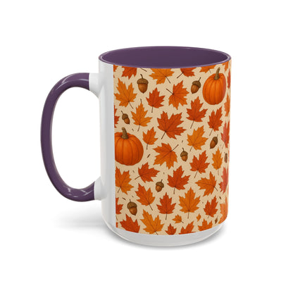 Autumn Leaves Coffee Mug, Pumpkin Mug, Fall Decor, Seasonal Gift, Nature Lover Mug, Cozy Kitchenware