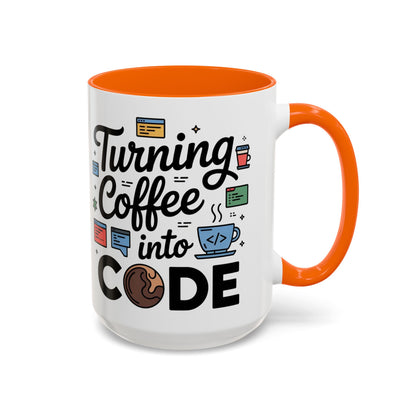 Turning Coffee into Code Mug, Programmer Gift, Coffee Lovers Cup, Tech Humor, Office Decor, Geeky Coffee Mug