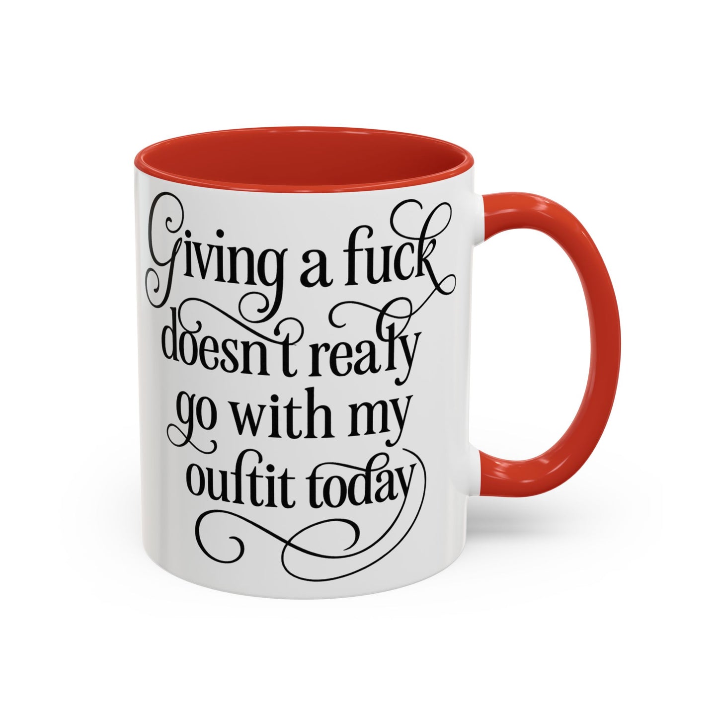 Sassy Coffee Mug, Giving a Fuck Doesn't Really go with my Outfit - Funny Mug, Black Accented Mug, Gift for Her