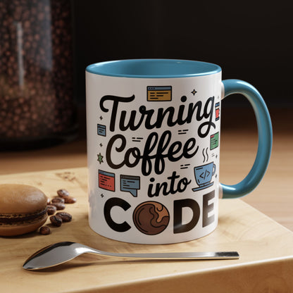 Turning Coffee into Code Mug, Programmer Gift, Coffee Lovers Cup, Tech Humor, Office Decor, Geeky Coffee Mug