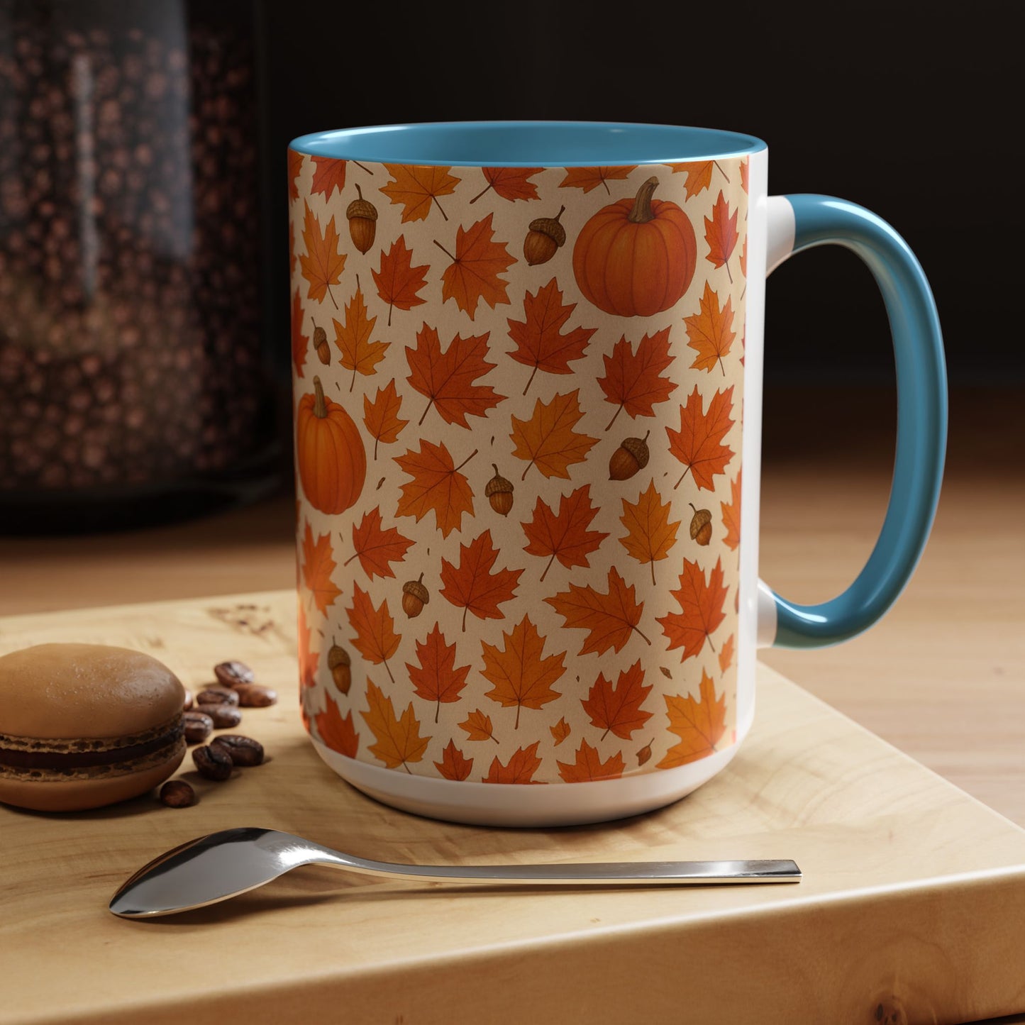 Autumn Leaves Coffee Mug, Pumpkin Mug, Fall Decor, Seasonal Gift, Nature Lover Mug, Cozy Kitchenware