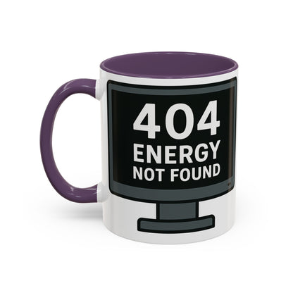 Humorous 404 Energy Not Found Coffee Mug, Funny Gift for Programmers, Unique Office Mug, Tech Lover's Gift, Coffee Lovers Mug