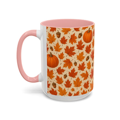 Autumn Leaves Coffee Mug, Pumpkin Mug, Fall Decor, Seasonal Gift, Nature Lover Mug, Cozy Kitchenware