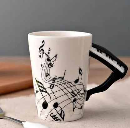 Music Notes with Instrument Handle ceramic mug porcelain cup - Mug World