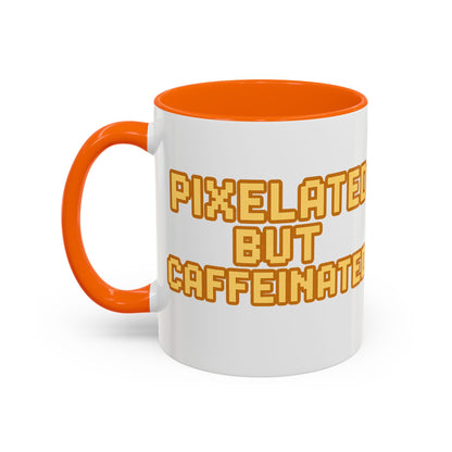 Pixelated Caffeinated Coffee Mug | Gamer Gift, Cute Coffee Cup, Retro Style Mug, Unique Gift for Him/Her, Home Office Decor