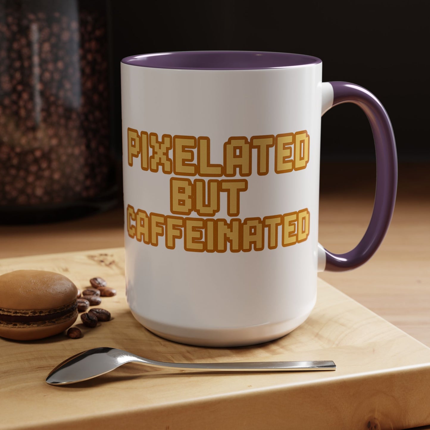 Pixelated Caffeinated Coffee Mug | Gamer Gift, Cute Coffee Cup, Retro Style Mug, Unique Gift for Him/Her, Home Office Decor