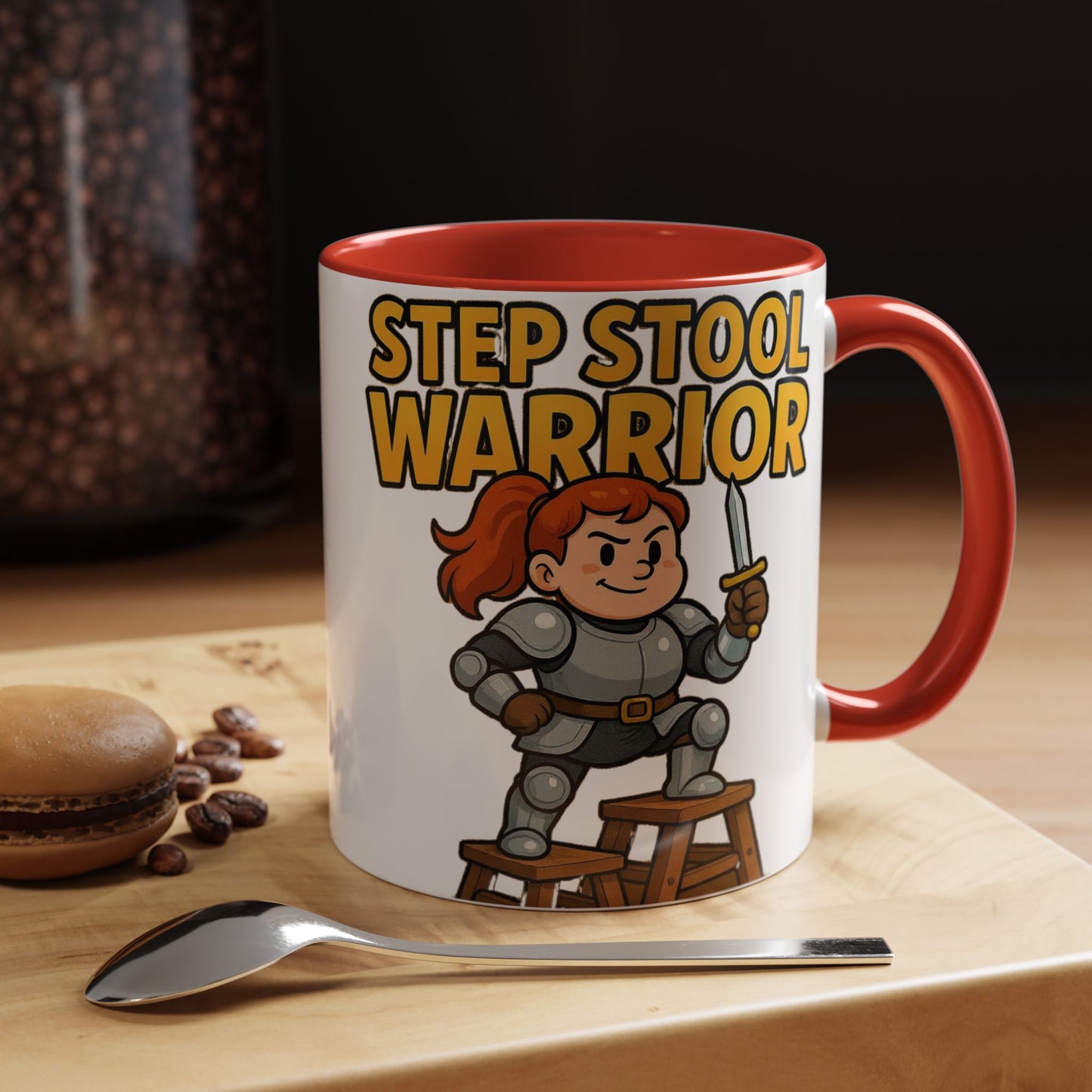 Step Stool Warrior Coffee Mug - Fun Gift for Kids, Unique Kitchenware, Playful Drinkware, Parenting Humor, Kids' Motivation