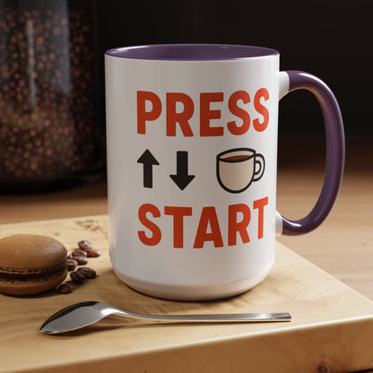 Press Start Retro Gamer Design, Fun Gifts for Gamers, Office Essentials, Tea Lovers, Unique Home Decor