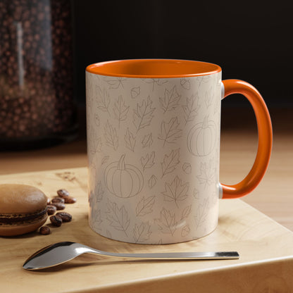 Autumn Leaves Accent Coffee Mug | Fall Decor, Pumpkin Lovers Gift, Cozy Mornings, Seasonal Kitchenware, Ideal for Thanksgiving