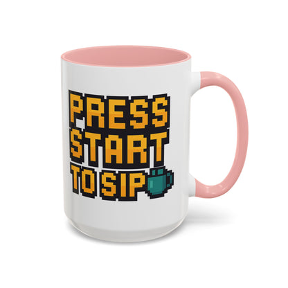 Gamer Coffee Mug, Press Start To Sip, Video Game Gift, Fun Kitchenware, Gaming Decor, Retro Style Mug
