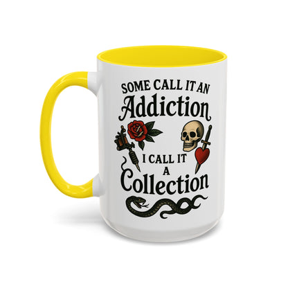 Tattoo Addiction Coffee Mug - Unique Gift, Skulls & Roses Design, Perfect for Collectors, Gothic Decor