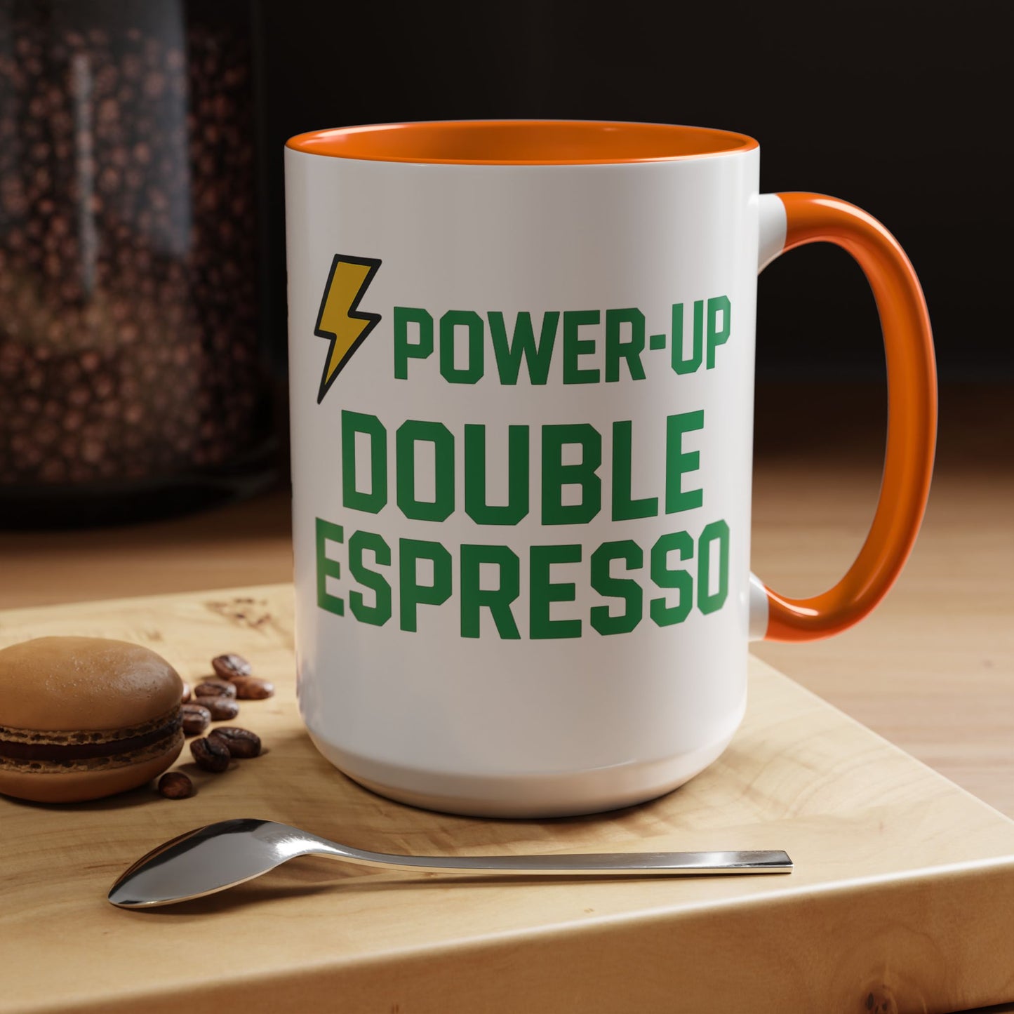 Power-Up Double Espresso Coffee Mug | Energizing Drinkware for Coffee Lovers, Gift for Baristas, Morning Motivation, Kitchen Decor