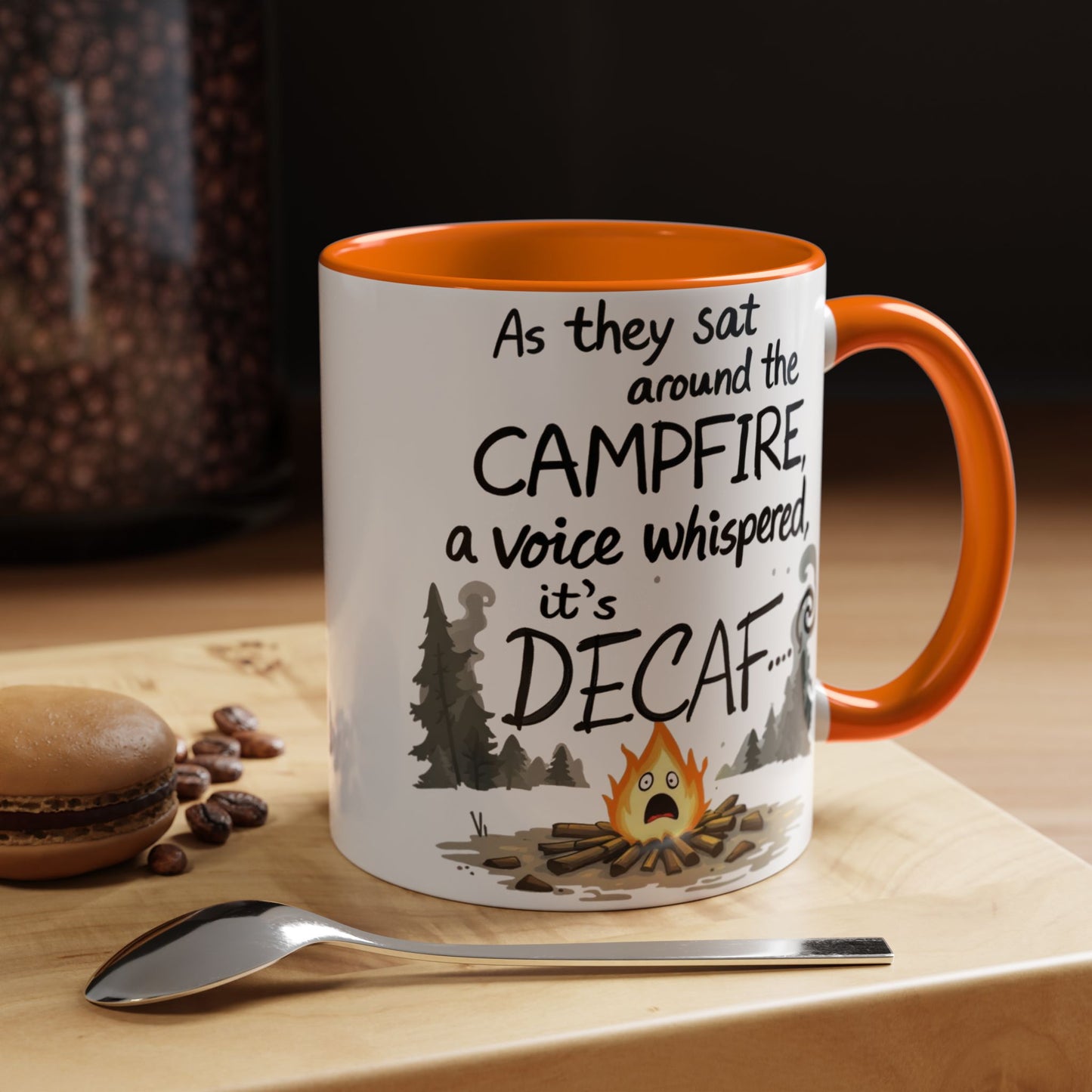 Scary Campfire Decaf Story Coffee Mug - Fun Gift for Outdoor Lovers, Camping, Hiking