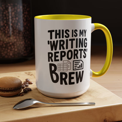 Writing Reports Accent Coffee Mug – Funny Office Gift, Work From Home, Police, Coffee Lover Humor