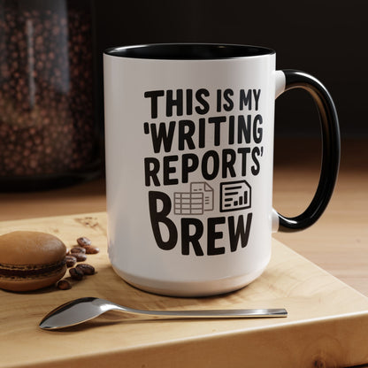 Writing Reports Accent Coffee Mug – Funny Office Gift, Work From Home, Police, Coffee Lover Humor
