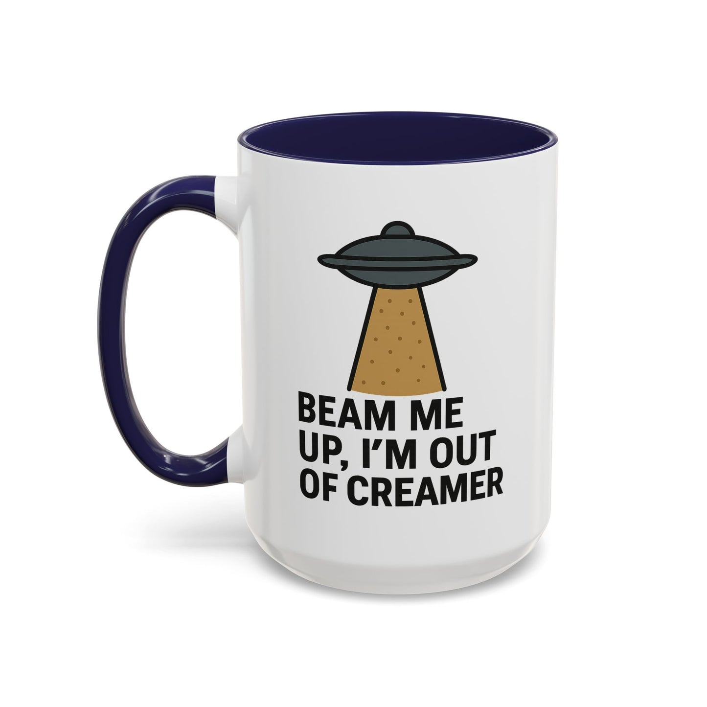 Funny Space-Themed Coffee Mug, Humorous Gift for Coffee Lovers, Out of Creamer, Alien Design, Quirky Kitchenware