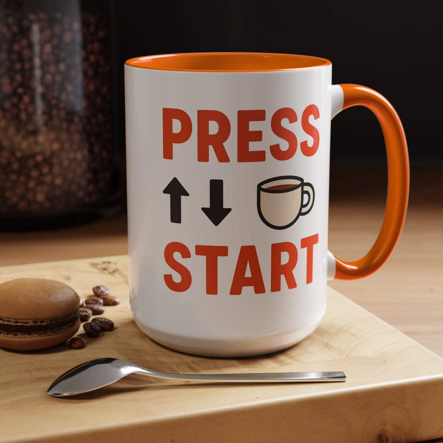 Press Start Retro Gamer Design, Fun Gifts for Gamers, Office Essentials, Tea Lovers, Unique Home Decor
