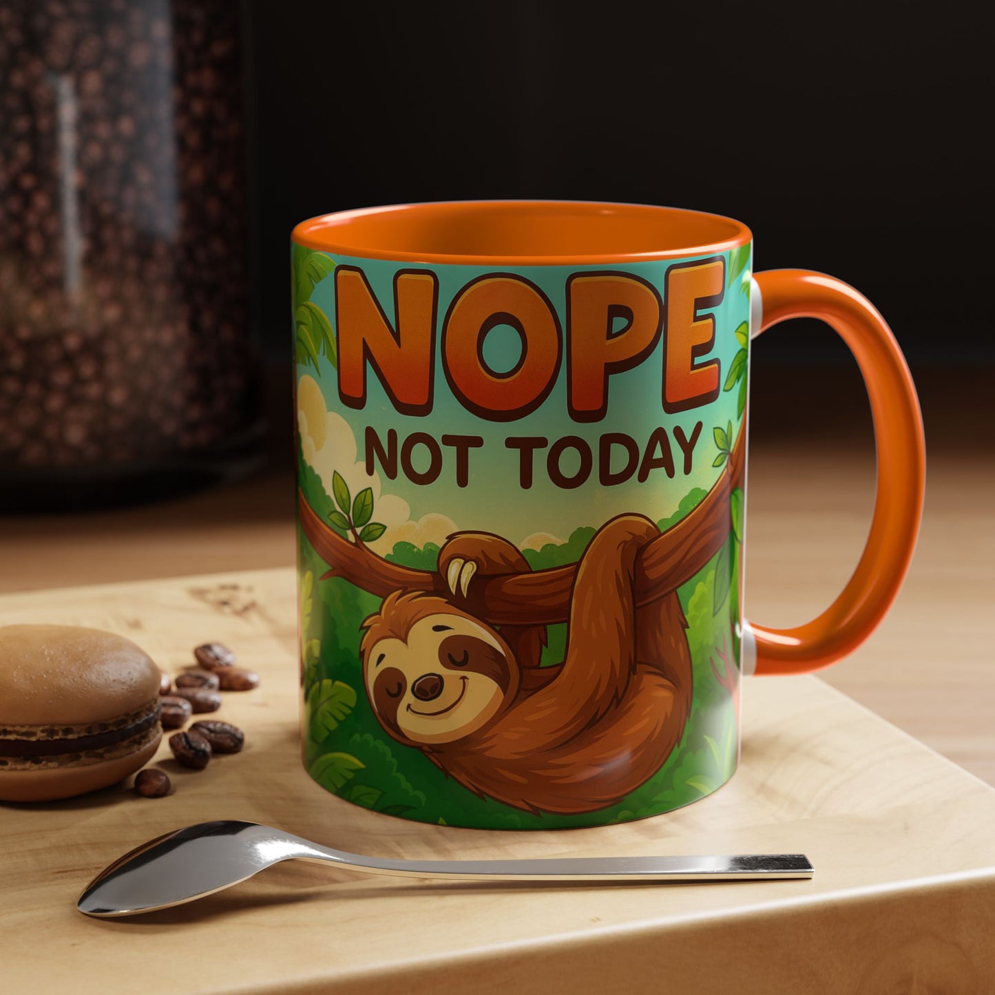 Sloth Nope Not Today-Themed Coffee Mug, Humorous Accent Mug for Animal Lovers, Perfect for Birthdays