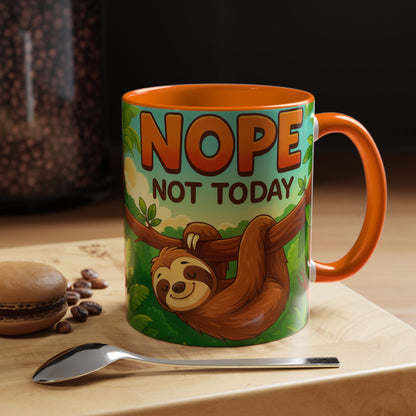 Sloth Nope Not Today-Themed Coffee Mug, Humorous Accent Mug for Animal Lovers, Perfect for Birthdays