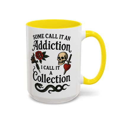 Tattoo Addiction Coffee Mug - Unique Gift, Skulls & Roses Design, Perfect for Collectors, Gothic Decor