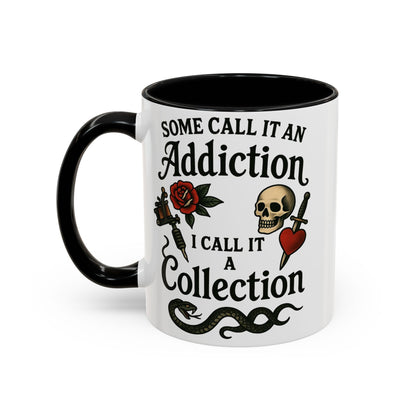 Tattoo Addiction Coffee Mug - Unique Gift, Skulls & Roses Design, Perfect for Collectors, Gothic Decor