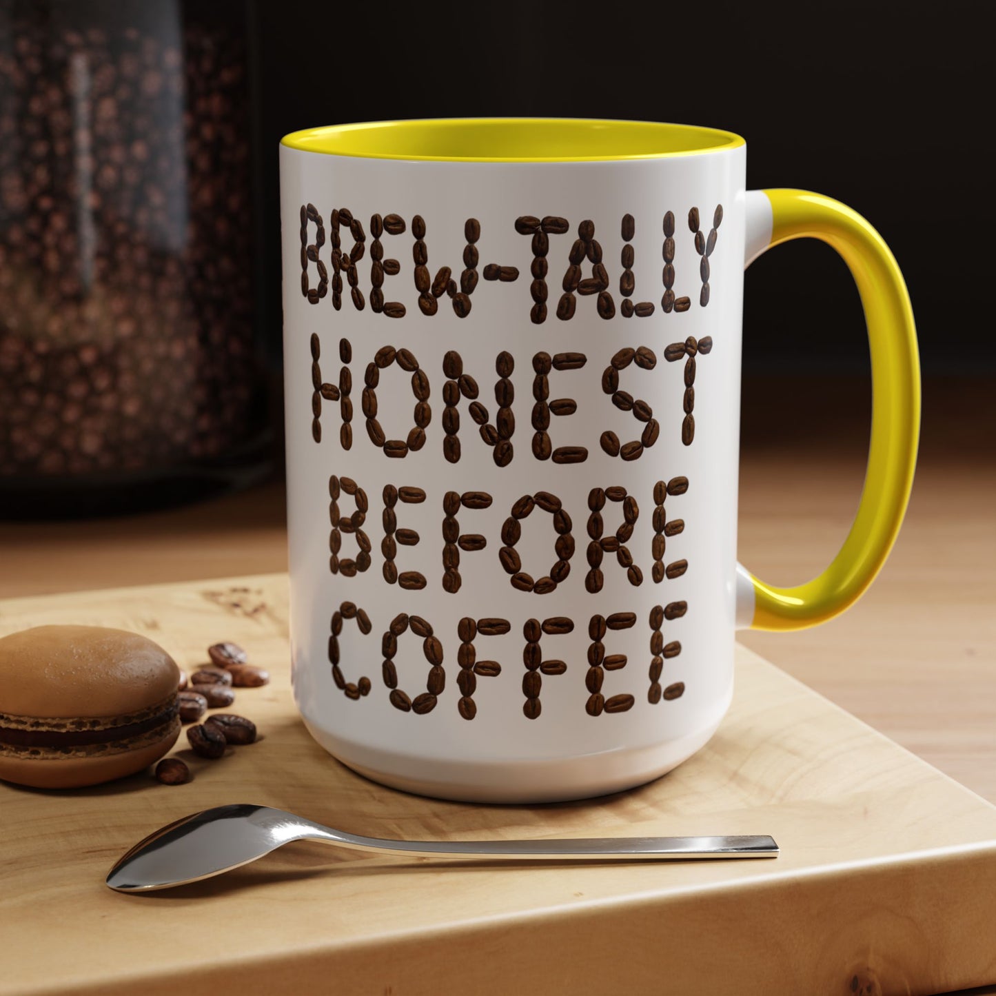 Brew-Tally Honest Before Coffee Mug | Fun Coffee Lover Gift | Humorous Mug for Morning Routine | Black Accented 11oz or 15oz Option