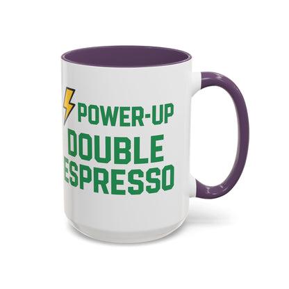 Power-Up Double Espresso Coffee Mug | Energizing Drinkware for Coffee Lovers, Gift for Baristas, Morning Motivation, Kitchen Decor