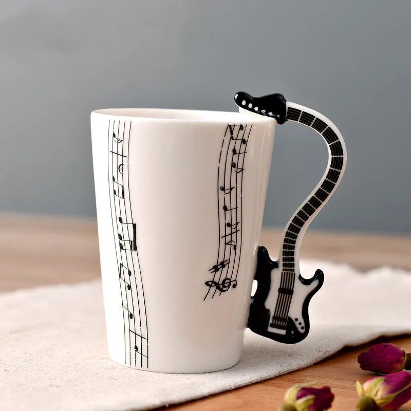 Music Notes with Instrument Handle ceramic mug porcelain cup - Mug World