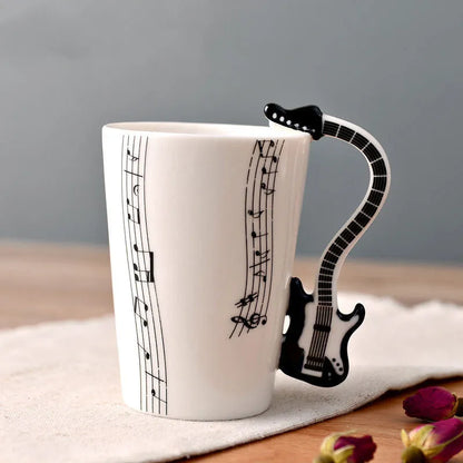 Music Notes with Instrument Handle ceramic mug porcelain cup - Mug World