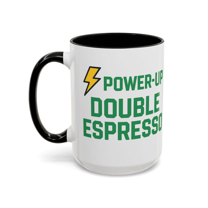 Power-Up Double Espresso Coffee Mug | Energizing Drinkware for Coffee Lovers, Gift for Baristas, Morning Motivation, Kitchen Decor