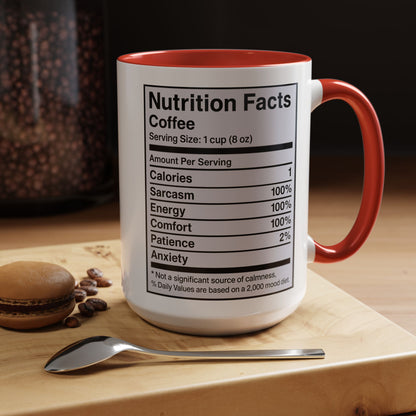 Humorous Coffee Nutrition Facts Mug, Funny Gift for Coffee Lovers