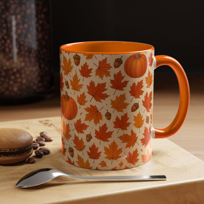 Autumn Leaves Coffee Mug, Pumpkin Mug, Fall Decor, Seasonal Gift, Nature Lover Mug, Cozy Kitchenware