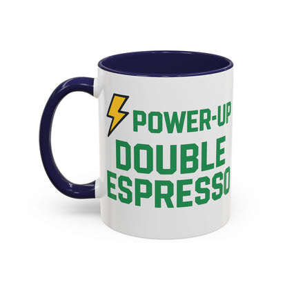Power-Up Double Espresso Coffee Mug | Energizing Drinkware for Coffee Lovers, Gift for Baristas, Morning Motivation, Kitchen Decor
