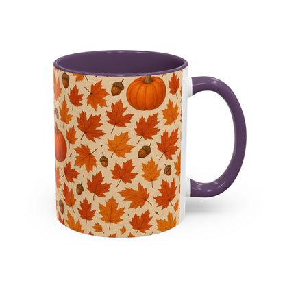 Autumn Leaves Coffee Mug, Pumpkin Mug, Fall Decor, Seasonal Gift, Nature Lover Mug, Cozy Kitchenware