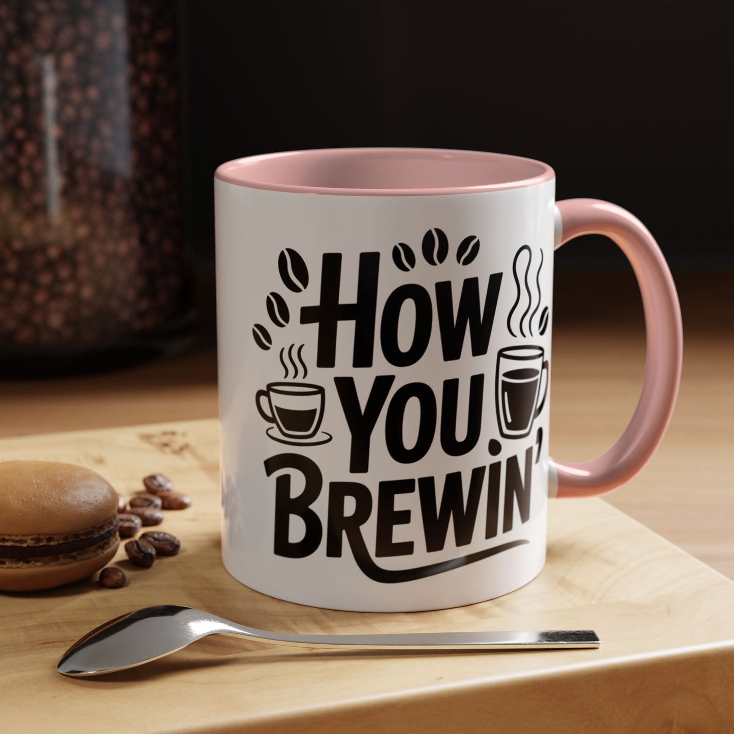 How You Brewin' Coffee Lover's Accent Mug -  Perfect for Daily Coffee Ritual, Birthday Gift