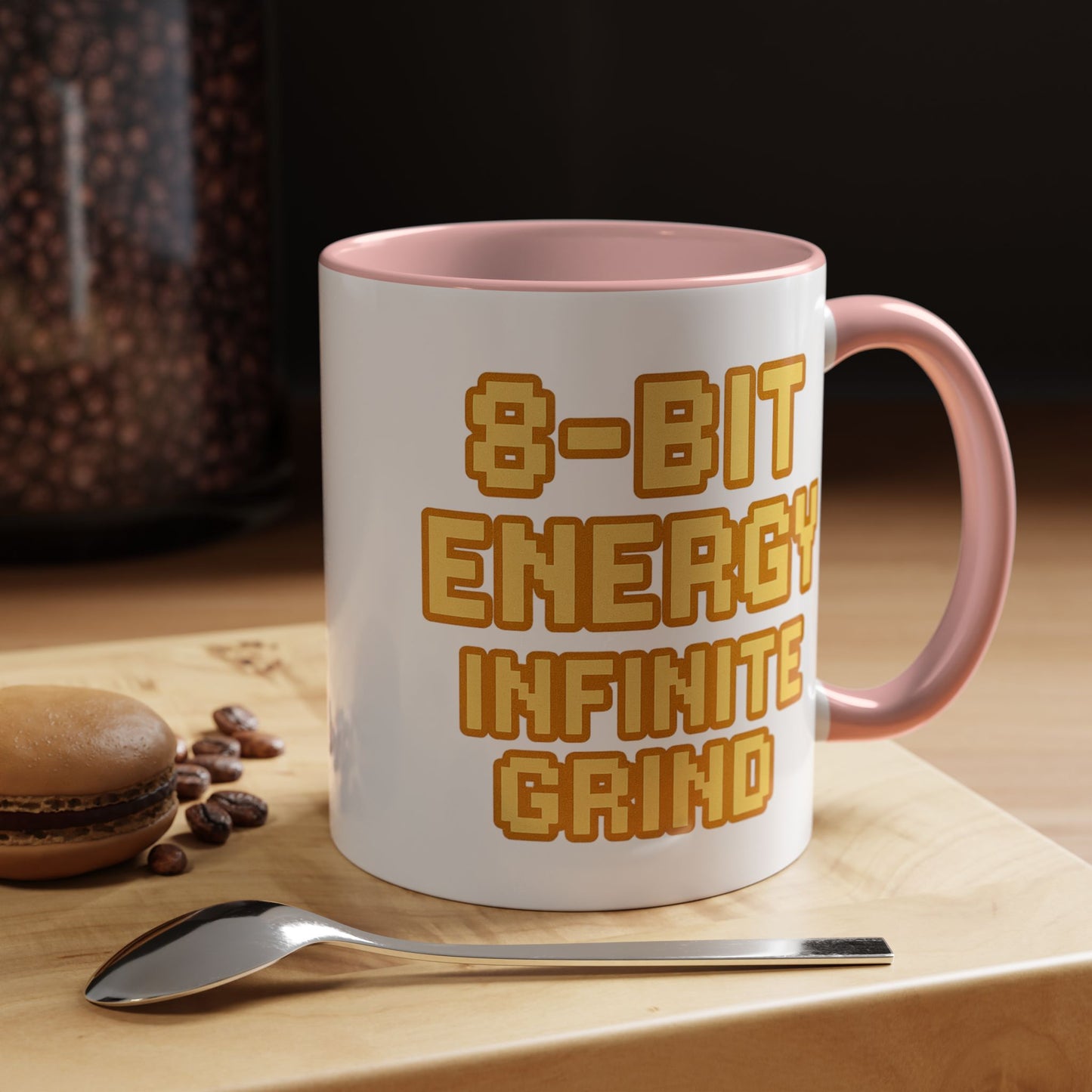 8-Bit Energy Infinite Grind, Cool Gaming Gift, Retro Video Game Cup, Perfect for Gamers, Fun Office Mug