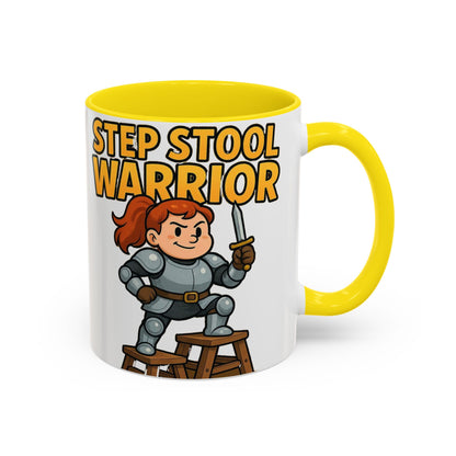 Step Stool Warrior Coffee Mug - Fun Gift for Kids, Unique Kitchenware, Playful Drinkware, Parenting Humor, Kids' Motivation