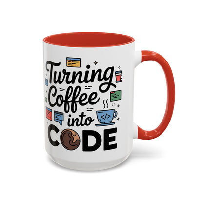 Turning Coffee into Code Mug, Programmer Gift, Coffee Lovers Cup, Tech Humor, Office Decor, Geeky Coffee Mug