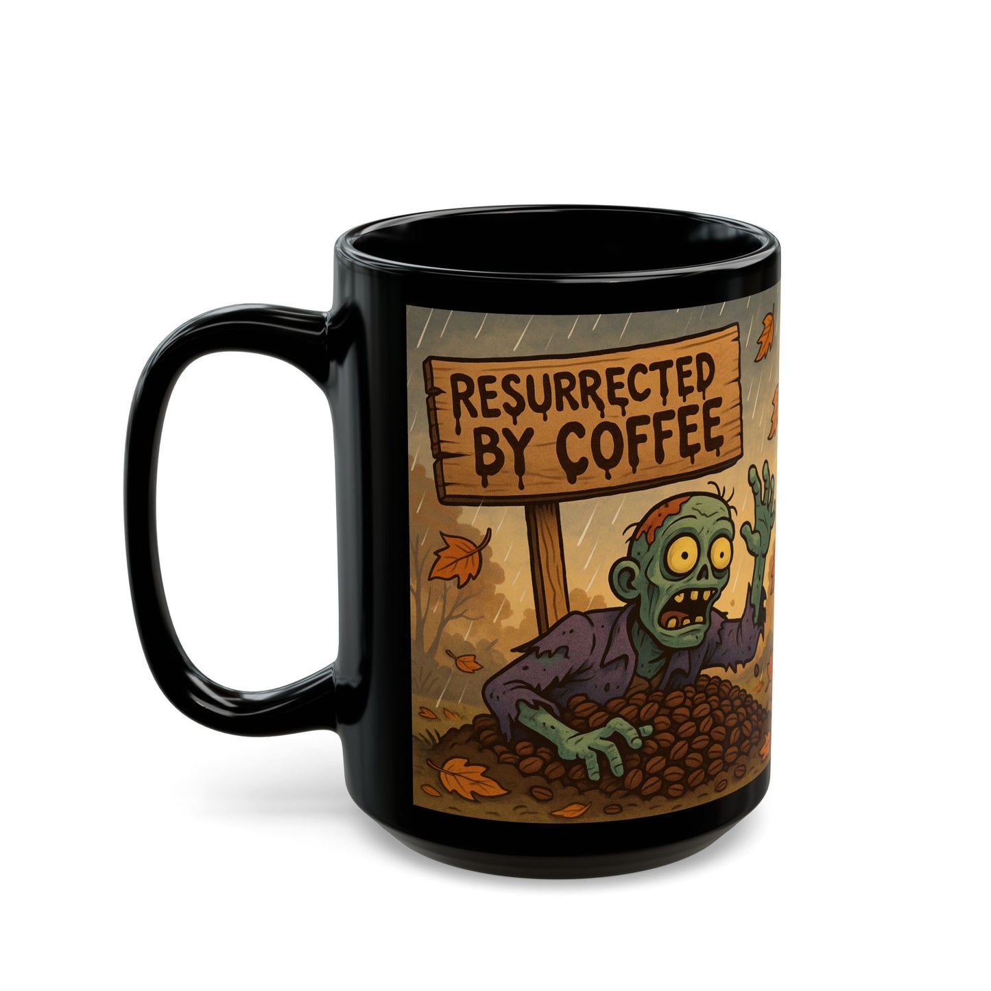 Halloween Zombie Coffee Mug, Funny Gift for Coffee Lovers, Resurrected by Coffee, Spooky Decor, Unique Halloween Gift
