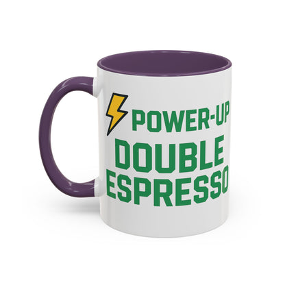 Power-Up Double Espresso Coffee Mug | Energizing Drinkware for Coffee Lovers, Gift for Baristas, Morning Motivation, Kitchen Decor