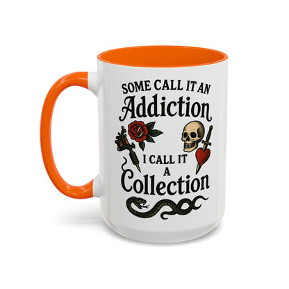 Tattoo Addiction Coffee Mug - Unique Gift, Skulls & Roses Design, Perfect for Collectors, Gothic Decor