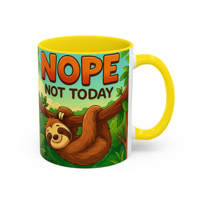 Sloth Nope Not Today-Themed Coffee Mug, Humorous Accent Mug for Animal Lovers, Perfect for Birthdays