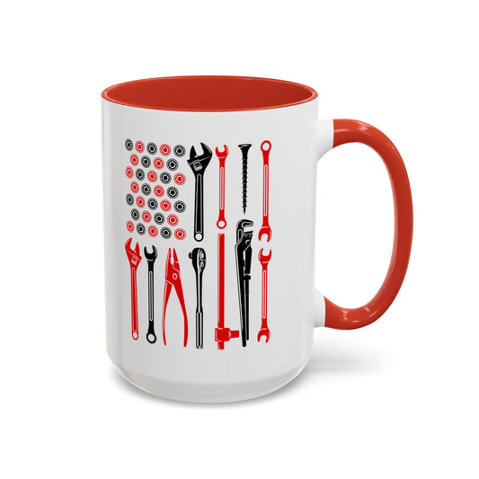 Patriotic Mechanic Flag Mug 11/15 oz